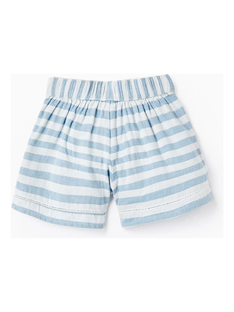 Shorts à Rayures en Coton pour Fille 'B&S' BROTHERS&SISTERS Bleu clair