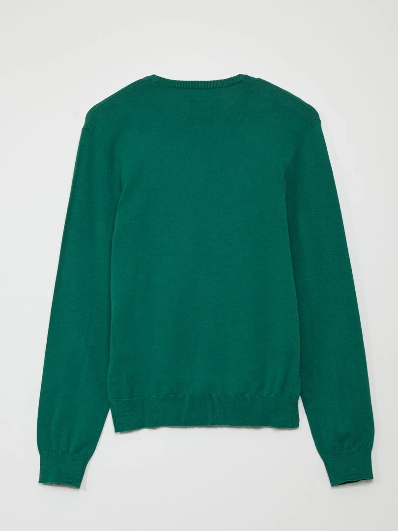 Pull uni à col rond Vert