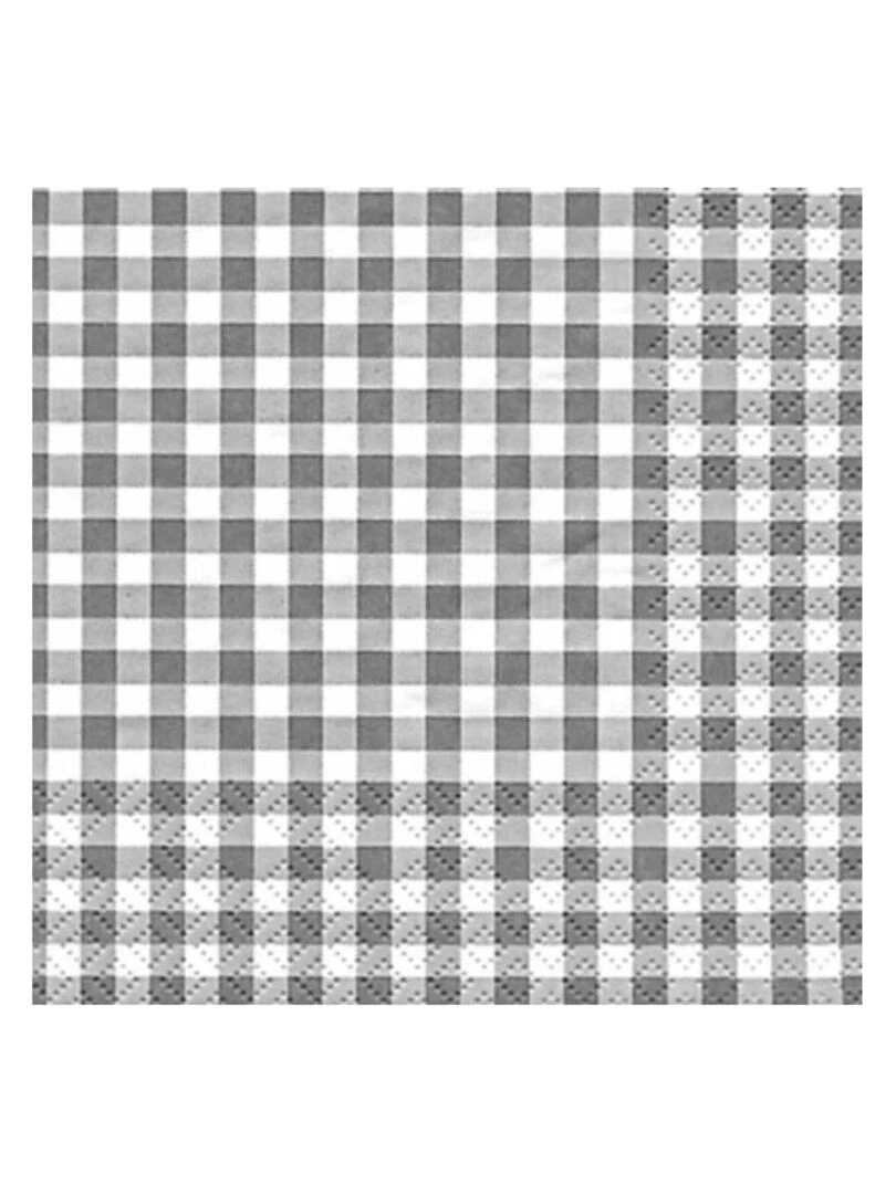 Lot de 20 serviettes en papier carreaux gris   Gris
