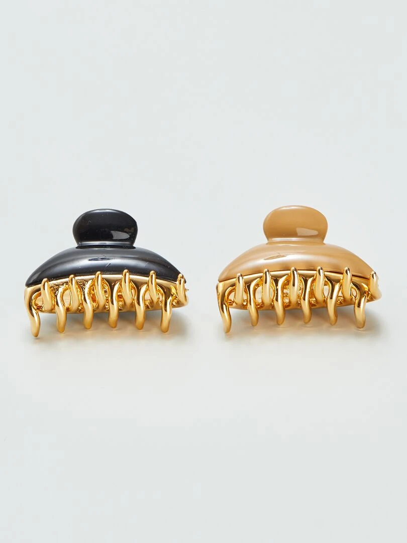 Lot de 2 pinces crabe dorées Noir