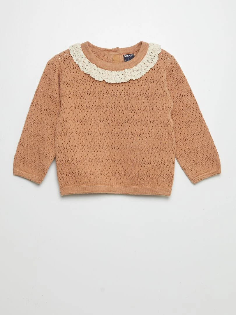 Pull avec col macramé Marron