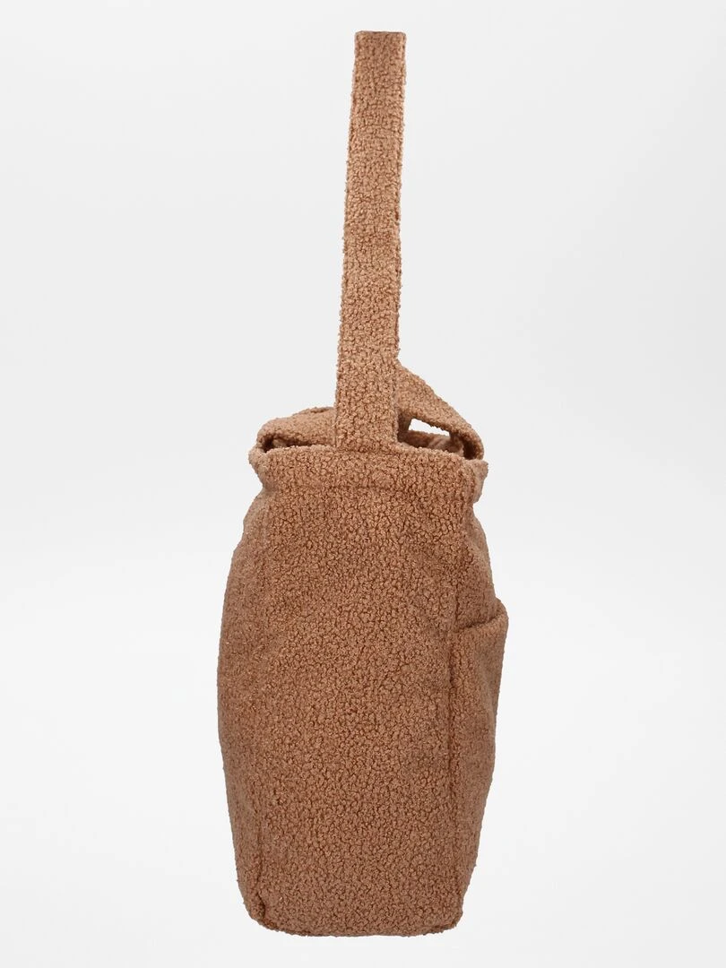 Sac à langer en sherpa + tapis à langer nomade   Marron