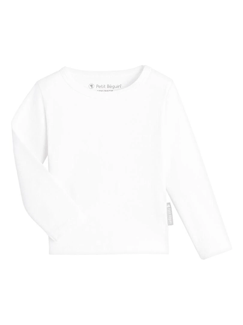 Lot de 3 maillots de corps manches longues contenant du coton bio Blanc