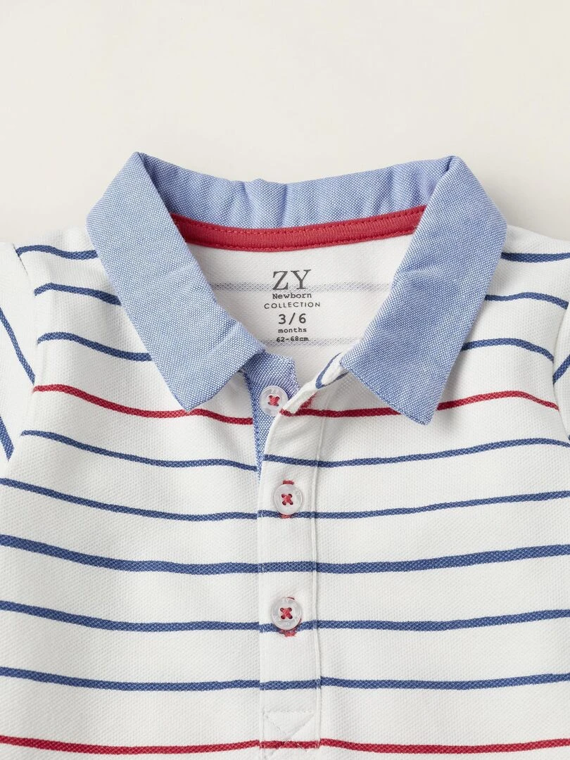 Combinaison en piqué et en oxford pour nouveau né manches longues ATLANTIC COMPANY   Blanc