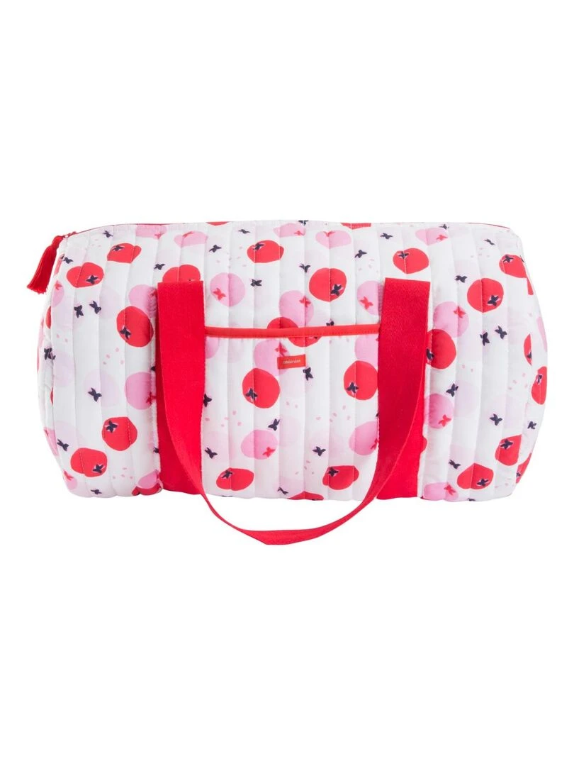 Sac bowling Catimini à motif pomme   100% Coton   Rose et Blanc   Rose