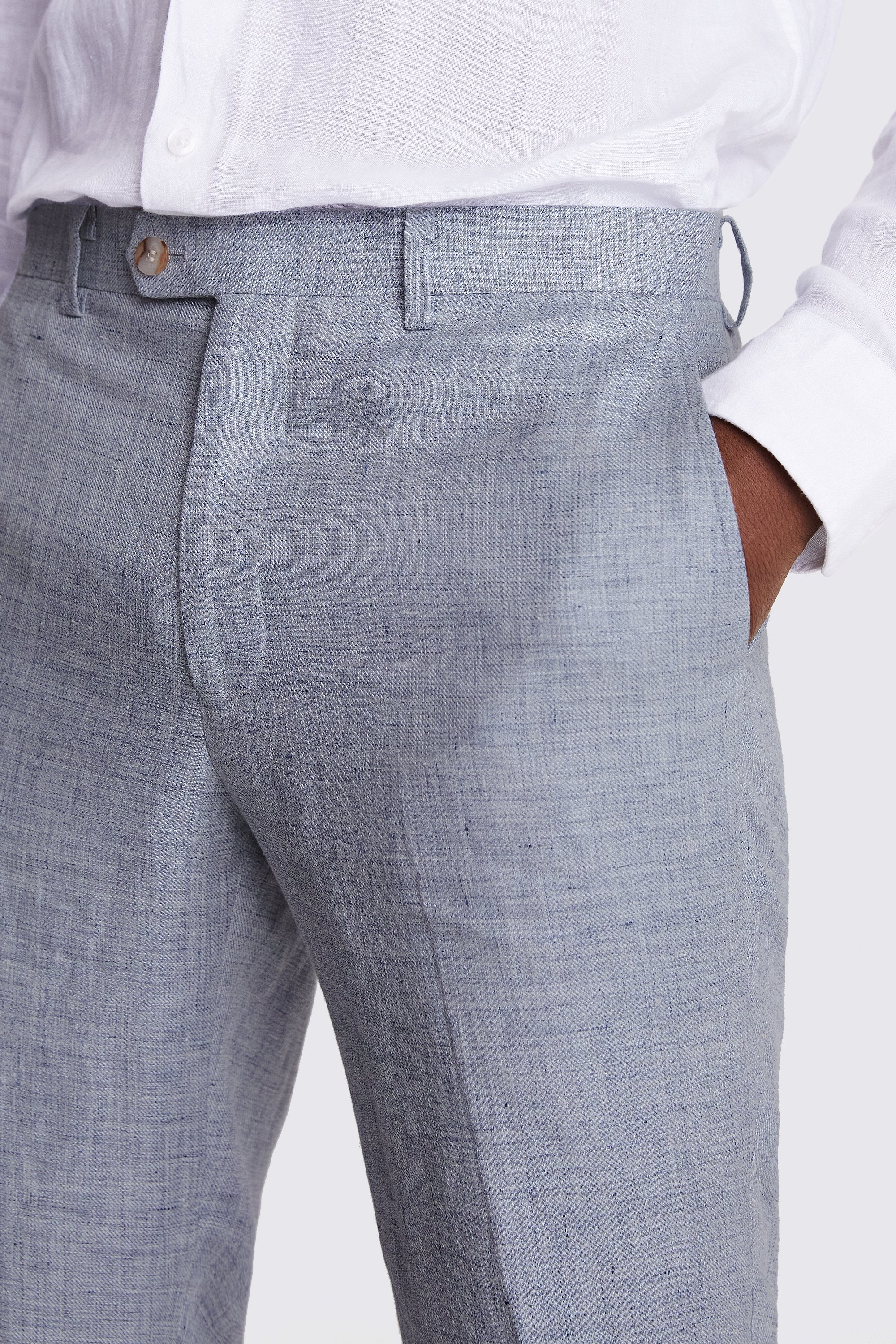 Regular Fit Light Blue Linen Trousers   Buy Online at Moss