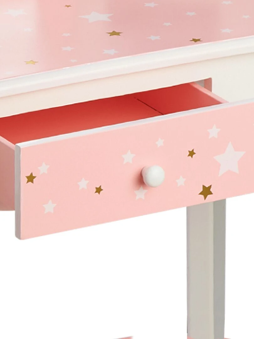Coiffeuse enfant en bois table maquillage miroir tabouret Fantasy Fields Teamson TD 11670Q Rose