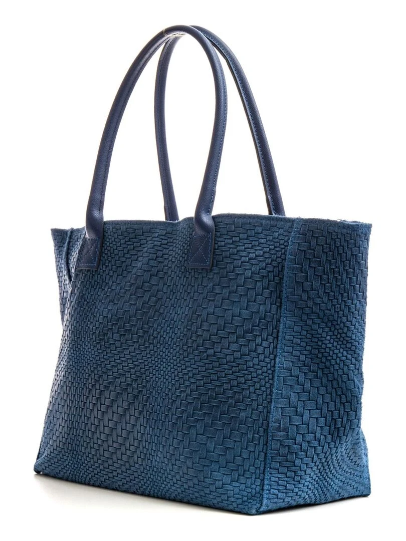 Sac cabas cuir tressé DL HELENE   Bleu