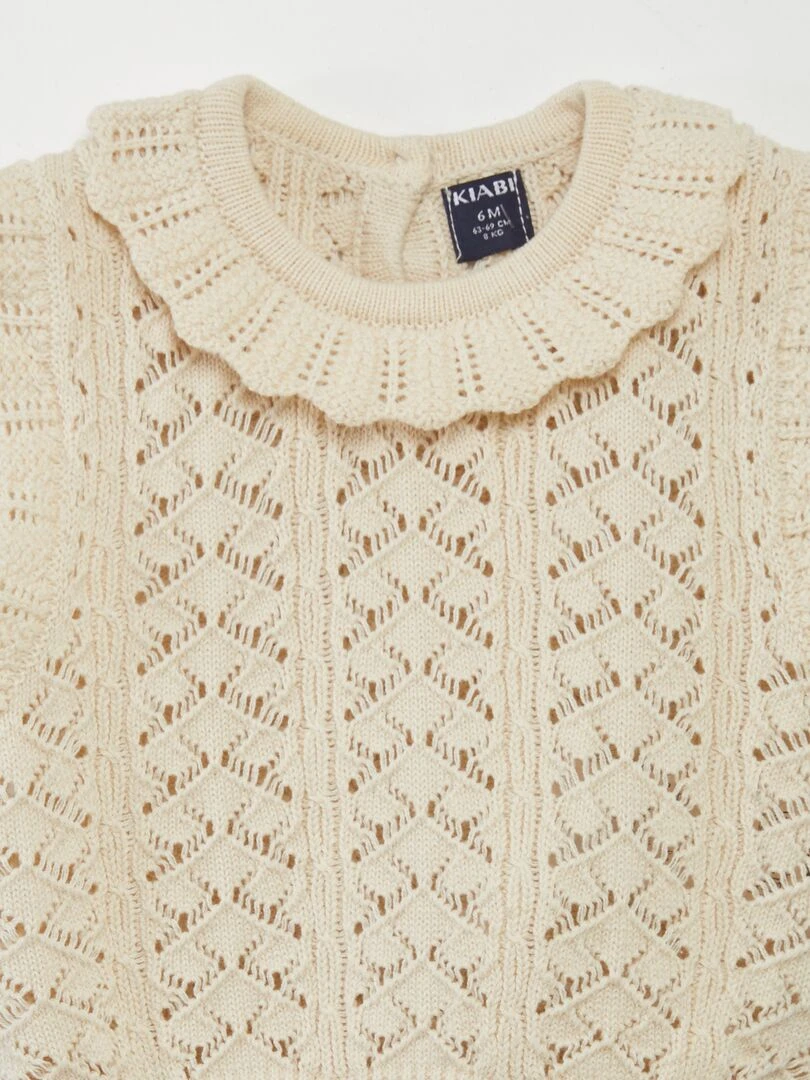 Pull sans manches en tricot Blanc