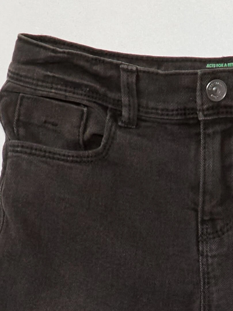 Jean slim à taille ajustable   Noir