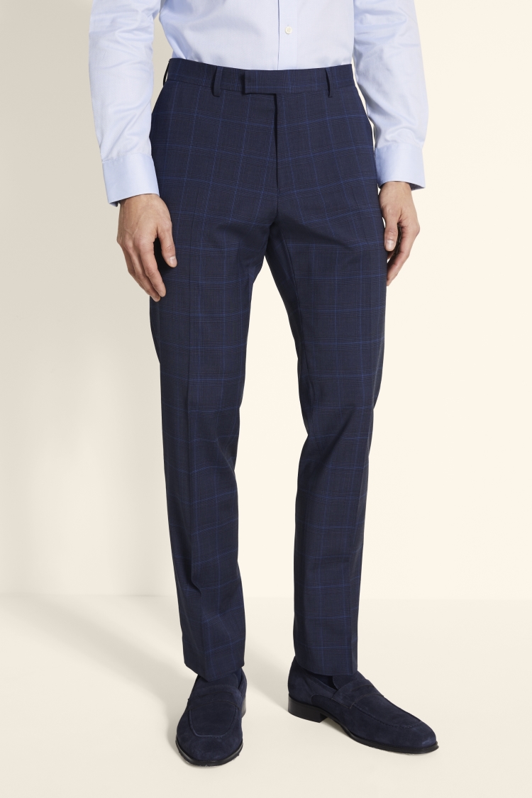 Tailored Fit Blue Check Stretch Jacket   Buy Online at Moss