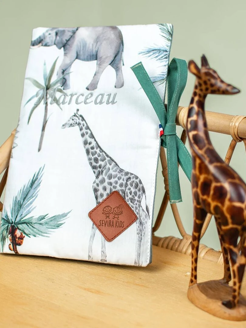 Protège carnet de santé bébé en coton Safari Multicolore