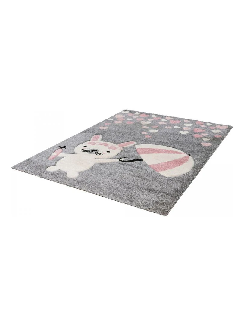Tapis enfant LAPIN LAPI LL en polypropylène doux et soyeux Rose