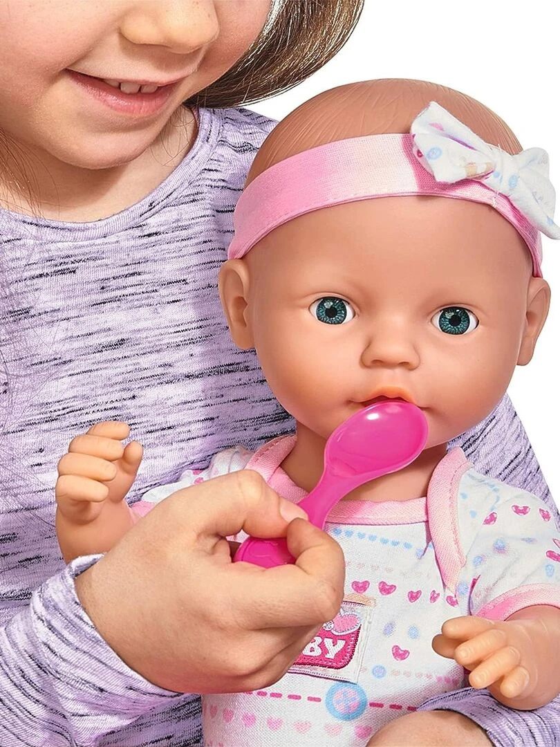 New Born Baby Poupée entièrement en vinyle avec fonction boire et mouiller avec accessoires   38 cm   N/A