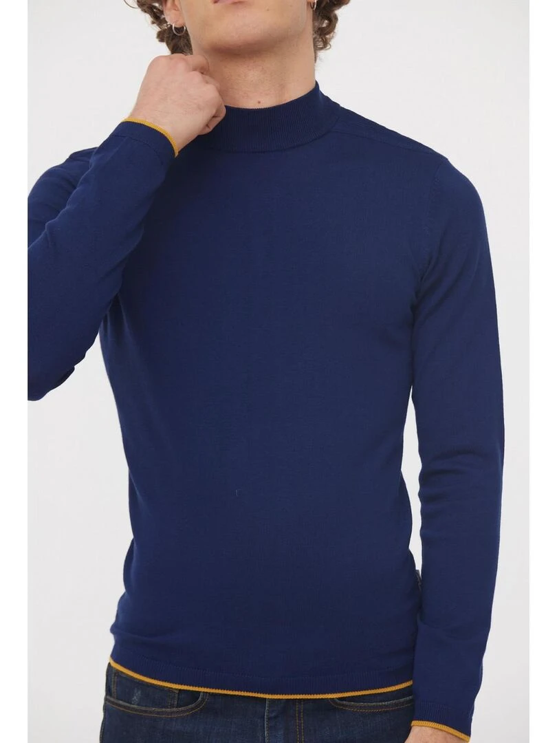 Lee Cooper   Pull manches longues viscose slim COLEO   Bleu marine