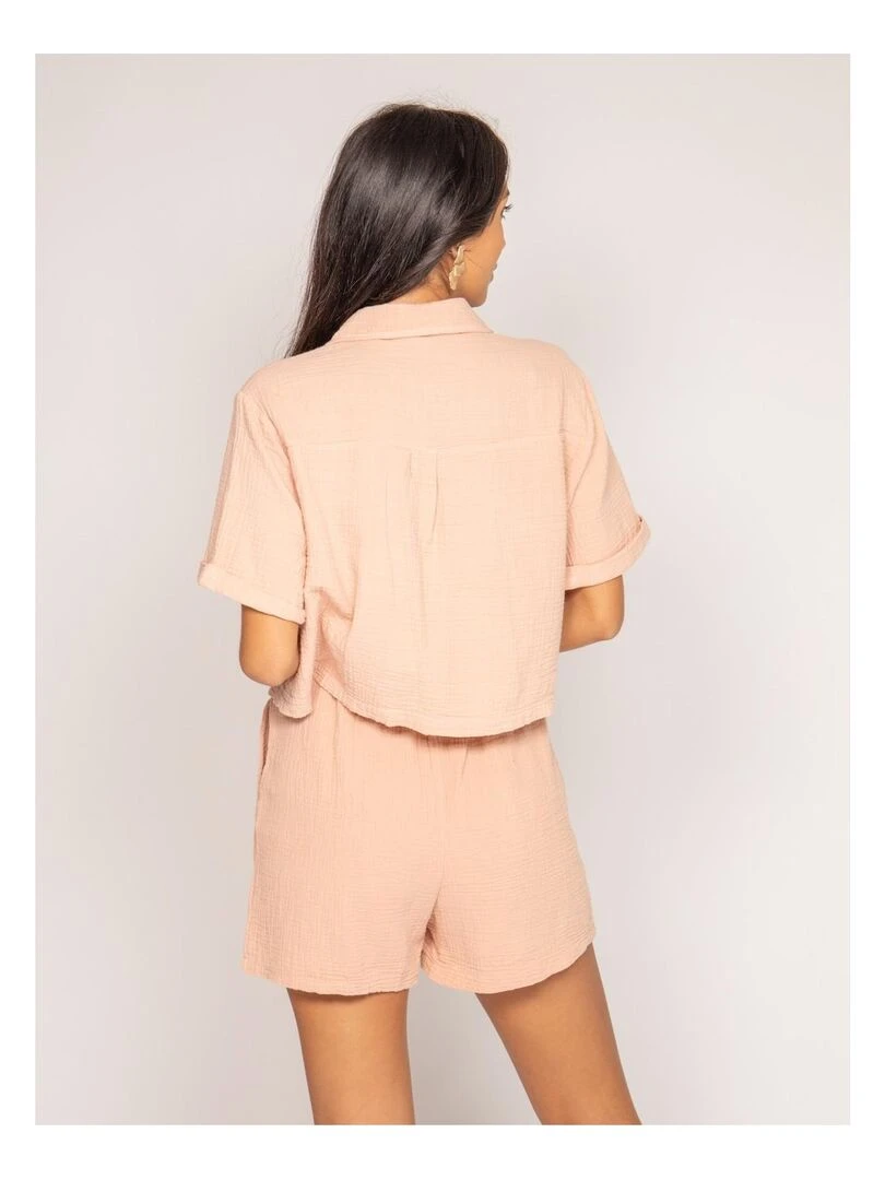 Chemise courte gaze de coton ORALIA Rose