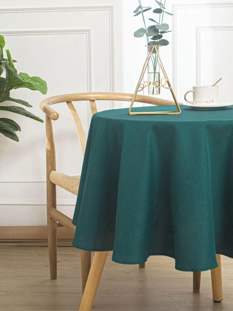 Nappe ronde infroissable et anti tâches   Bleu canard