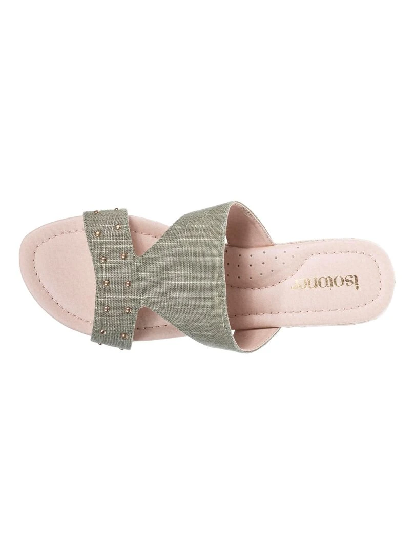 Mules sandales Femme cloutée Kaki Kaki