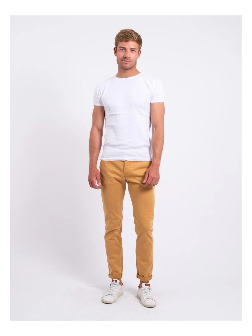 Pantalon chino coupe ajustée CARLTARO   Moutarde