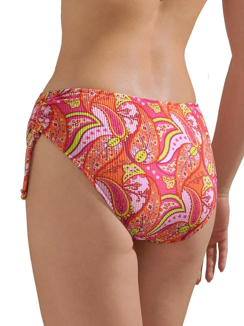 Bas maillot slip de bain taille haute côtés réglables Kavala Orange corail