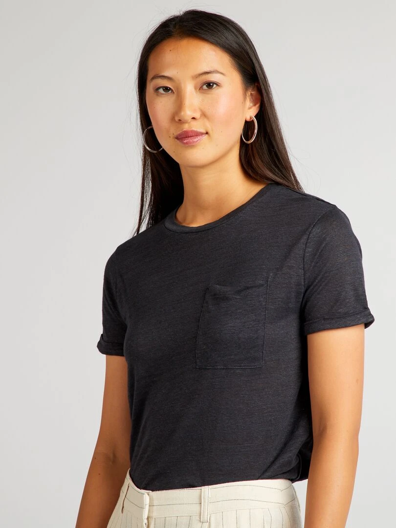 T shirt en lin Noir