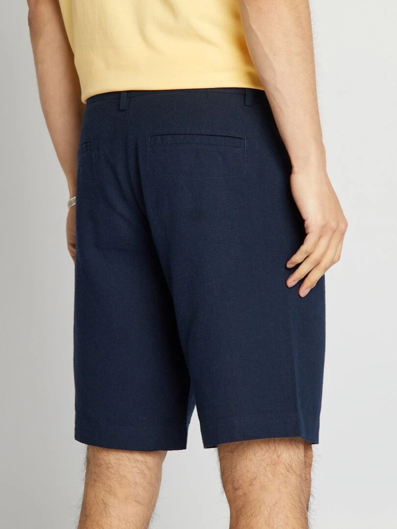 Bermuda en lin mélangé   bleu marine