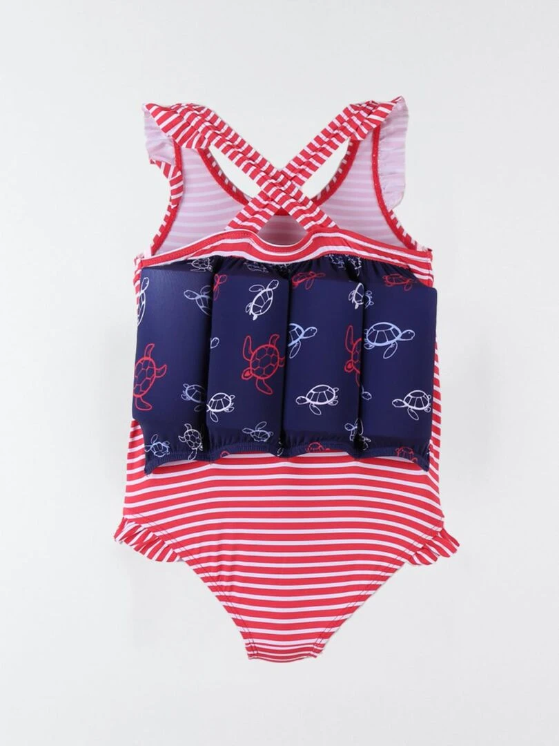 Maillot bouée à imprimé tortue  marine/rouge   Archimède   Bleu