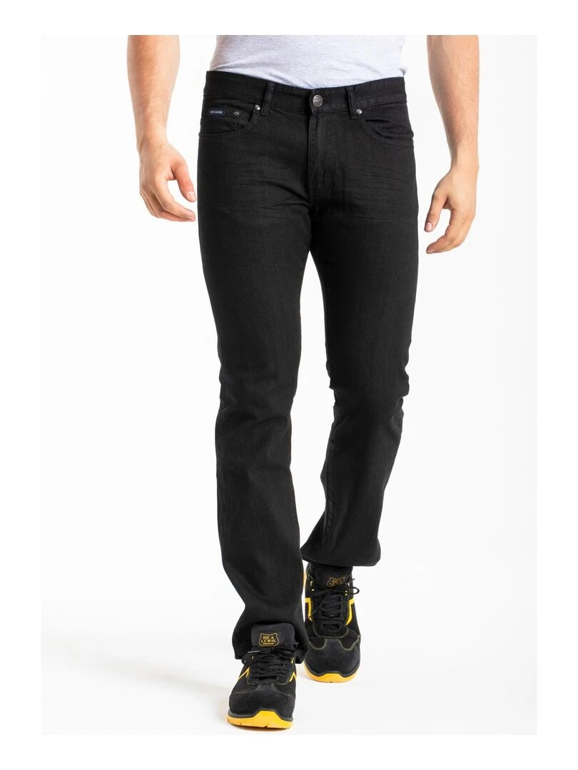 Jeans de travail coupe droite ajustée twill stretch WORK9 'Rica Lewis' Noir