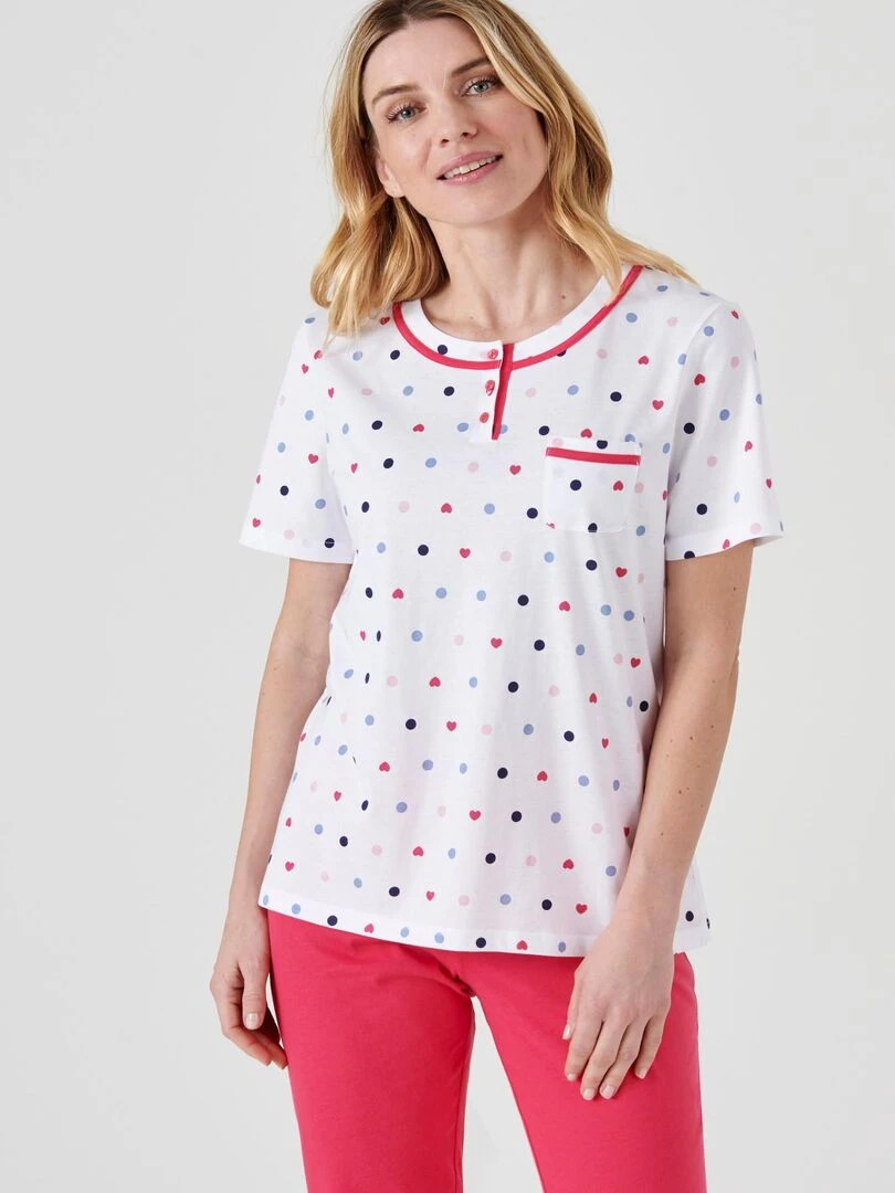 Pyjacourt imprimé jersey    Damart   Rose