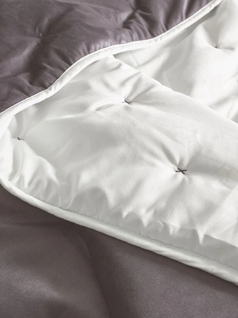 Jeté de lit réversible en velours et microfibre Argent