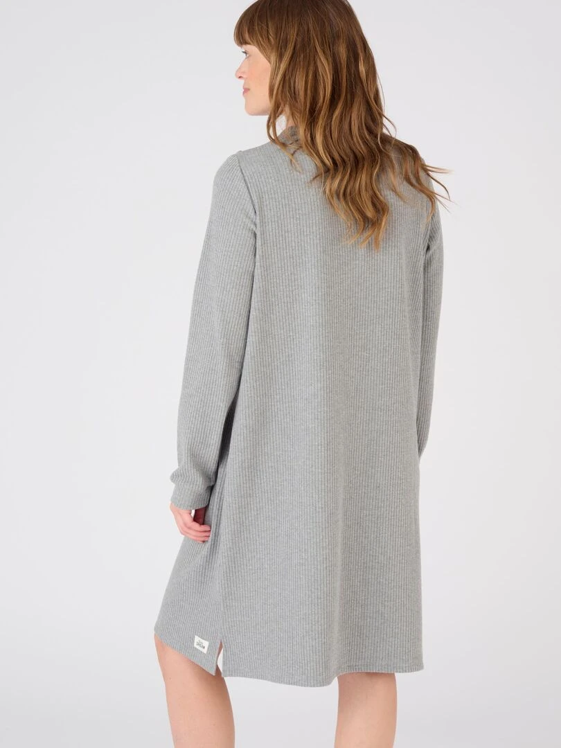 Chemise de nuit maille côtelée Thermolactyl   Damart   Gris chiné