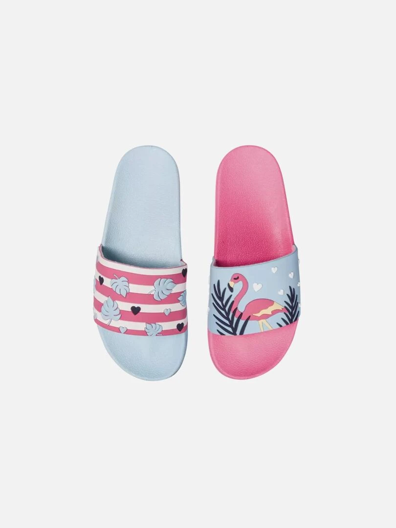 Claquettes Dedoles Flamants Roses Amoureux Bleu Rose