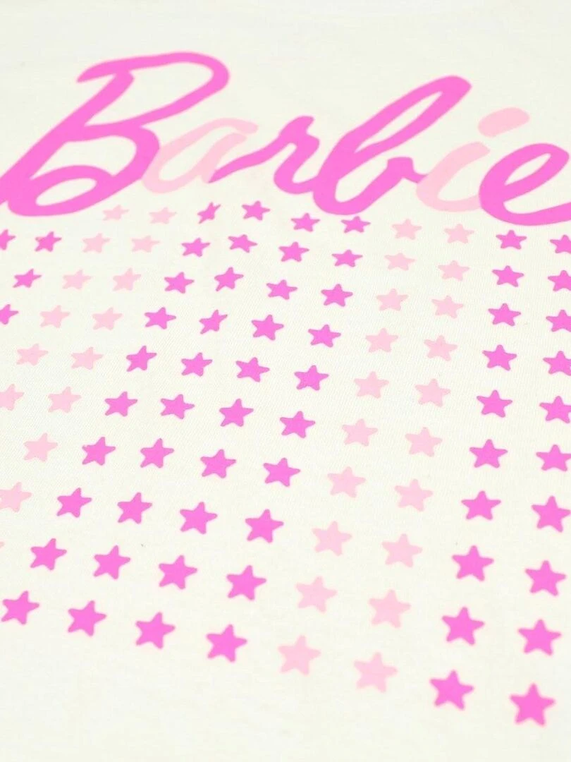 Barbie   Ensemble ​​T shirt short fille Imprimé Barbie   Blanc