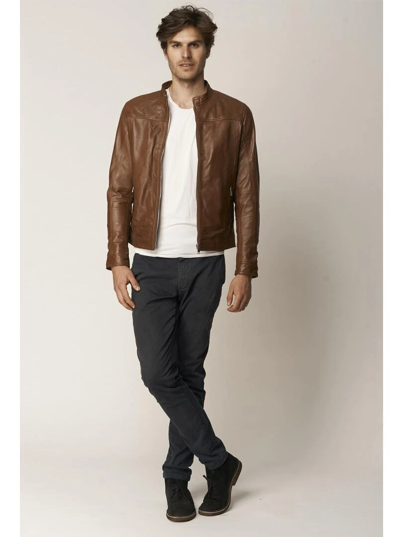 Lee Cooper   Veste cuir  BIRILLE   Cognac