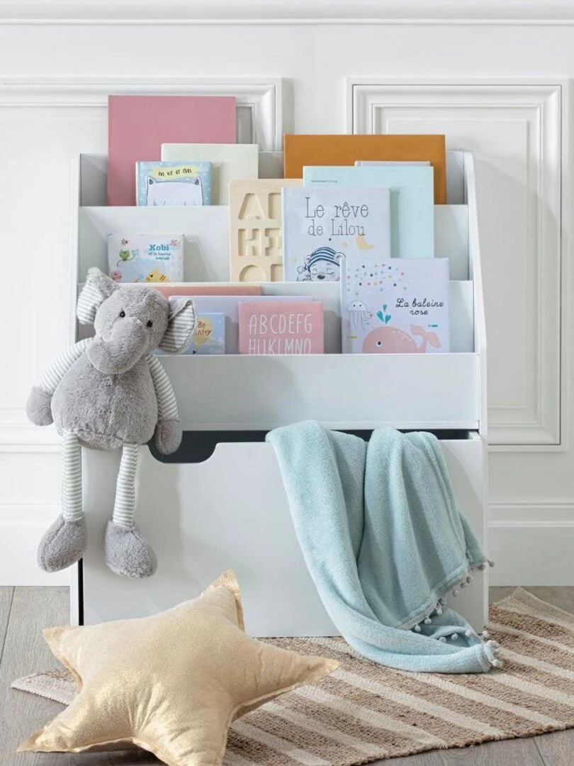 Bibliothèque Montessori enfant avec rangement   Blanc