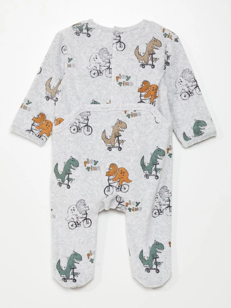 Pyjama dors bien en velours   Gris 'dino'