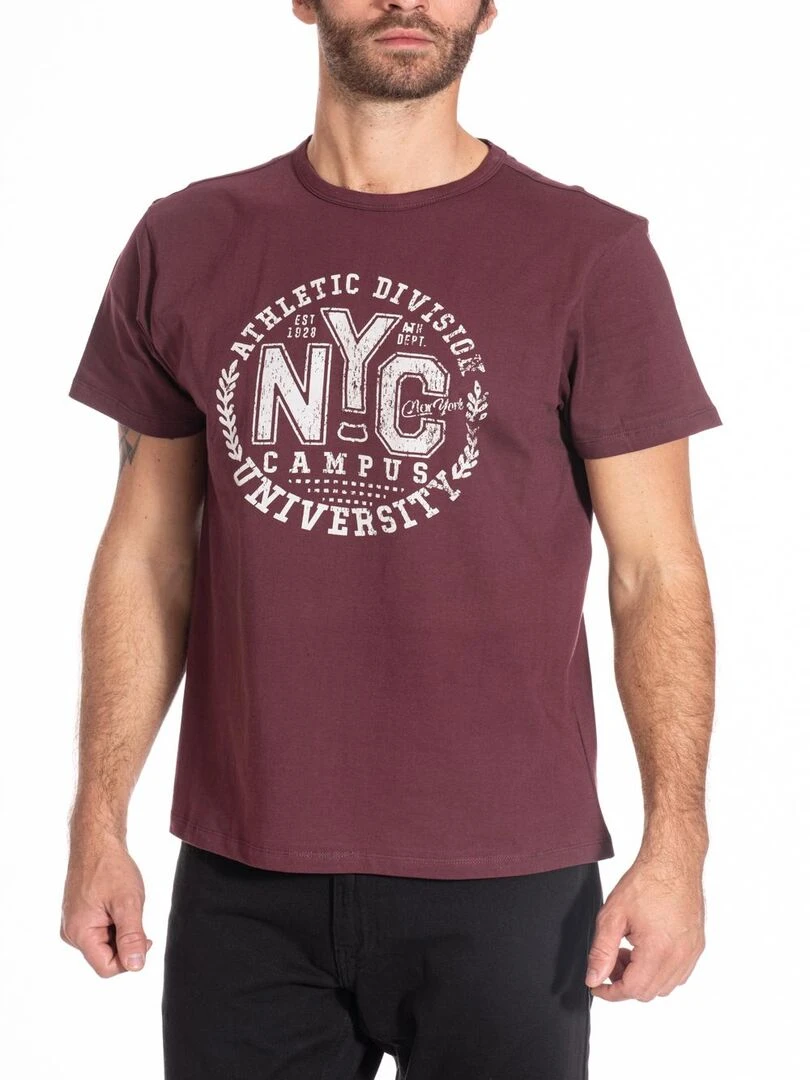 T shirt style College imprimé WESTON 'Rica Lewis' Bordeaux