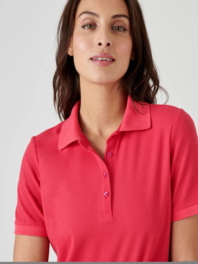 Polo maille piquée   Damart   Rose framboise