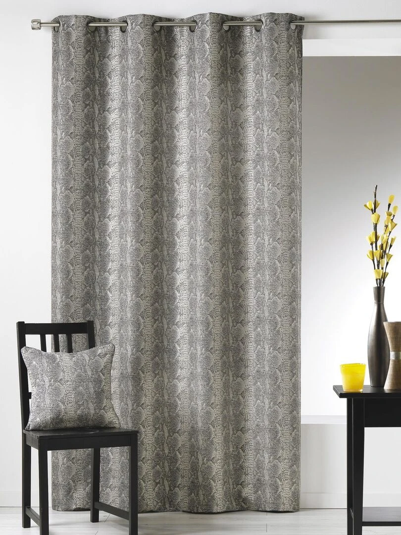 Rideau en Jacquard à Imprimés "Serpent" Gris clair