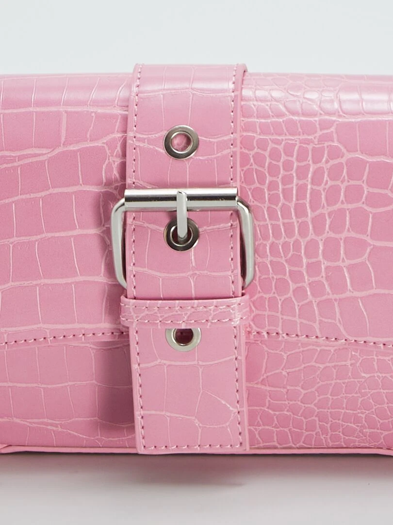 Sac porté épaule effet croco   Rose