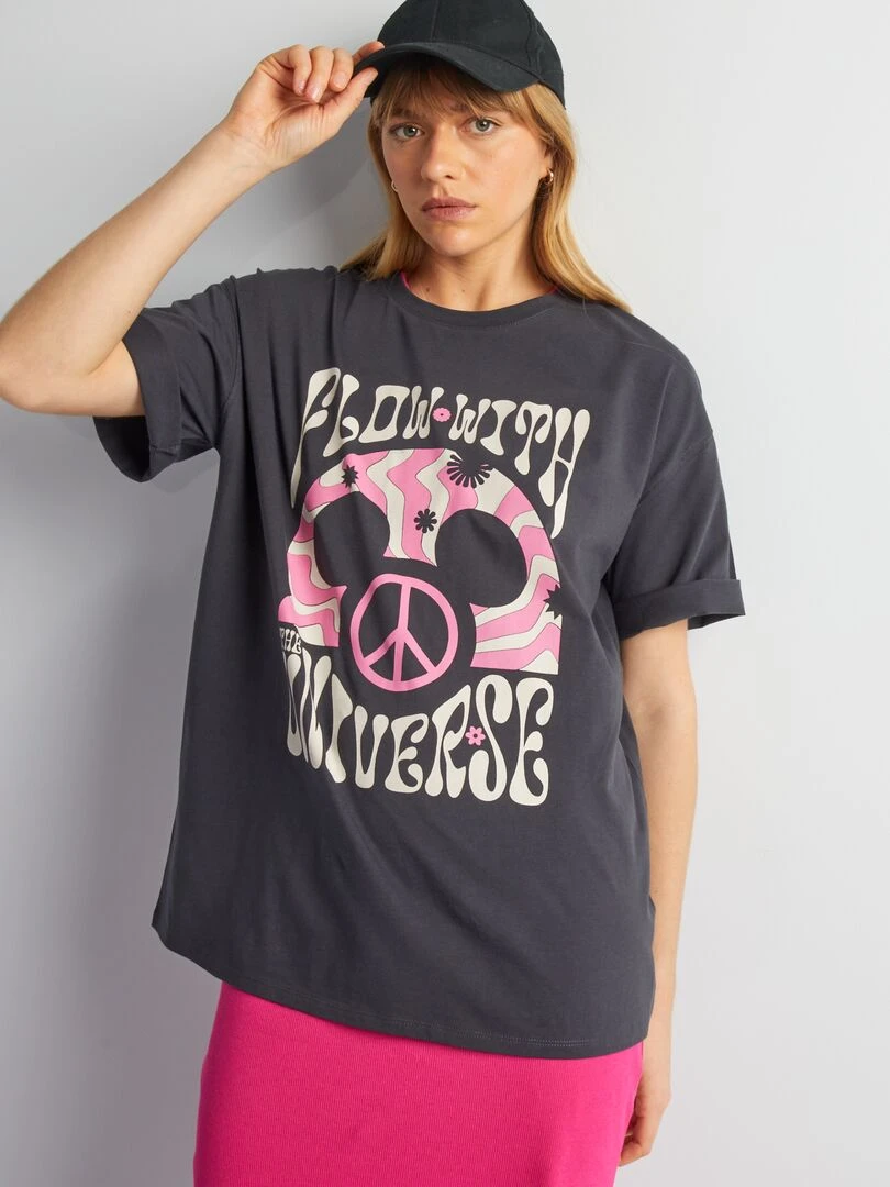 T shirt oversize style hippie 'Mickey' de 'Disney'   Noir