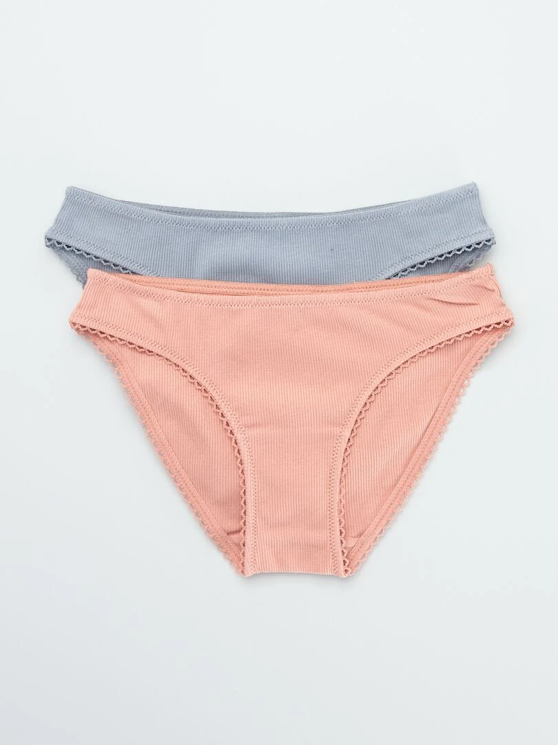 Culotte en maille côtelée Lot de 2 Rose/gris