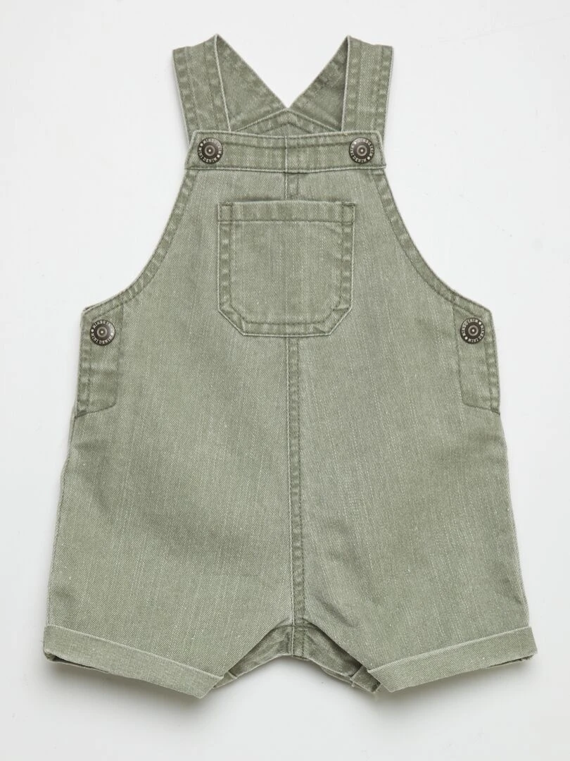 Salopette courte en denim colorée Vert