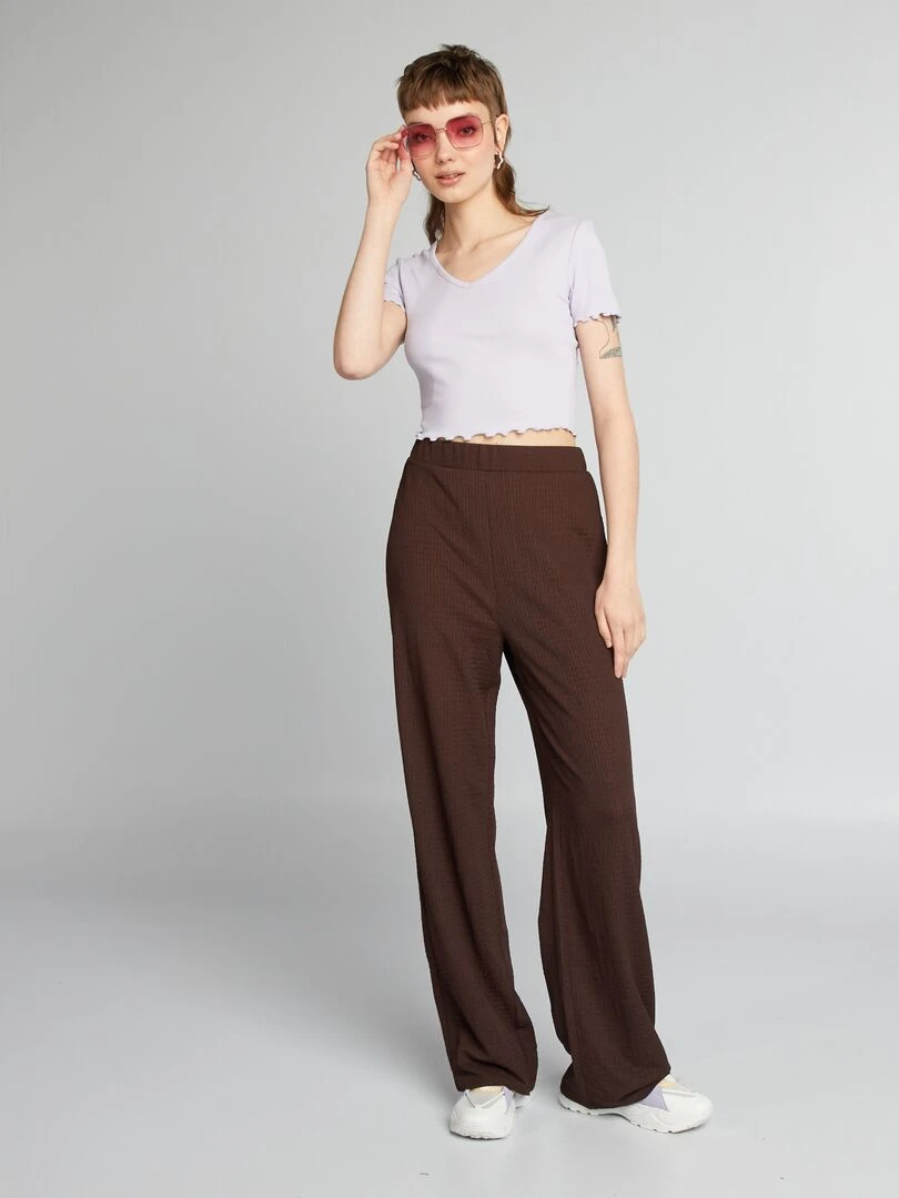 Crop top à bords ondulés lilas