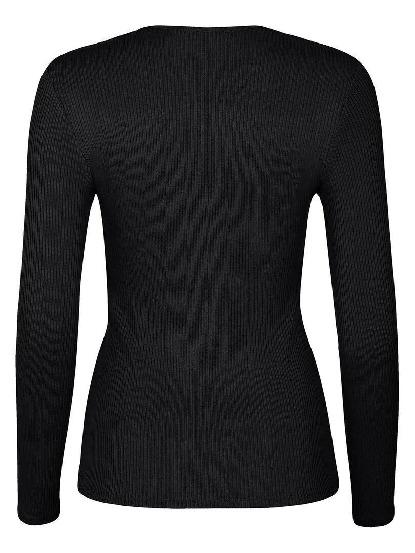 Top manches longues encolure réglable Kenza   Noir