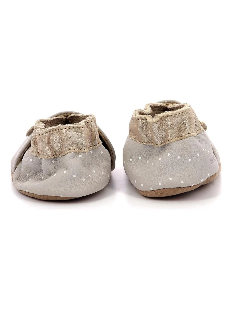 Chaussons Cuir Baby Tiny Heart   Gris