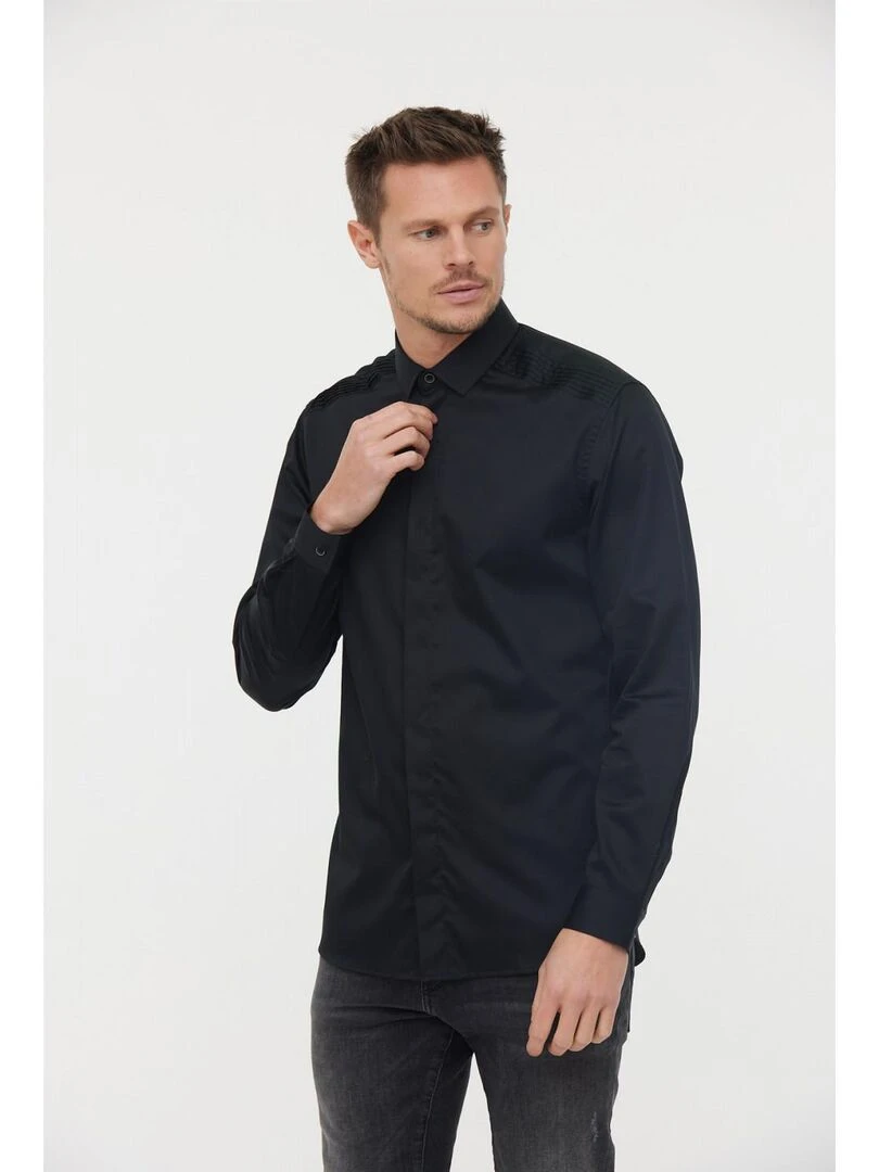 Lee Cooper   Chemise manches longues coton slim DETO   Noir