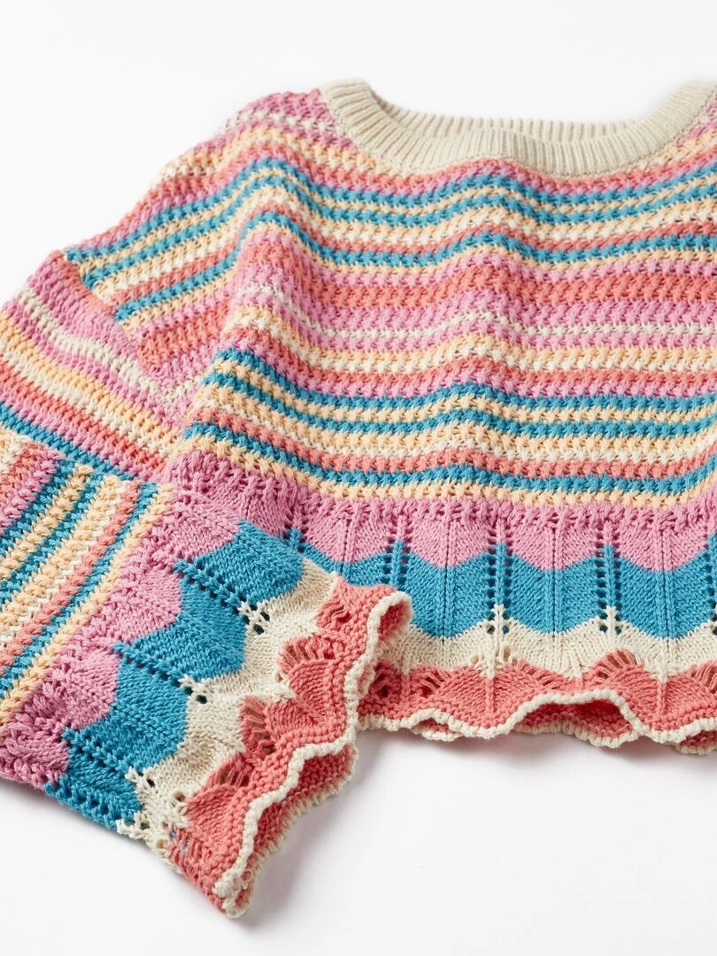 Pull en Maille Tricotée à Rayures pour Fille  THE WAVE TRIBE   Blanc