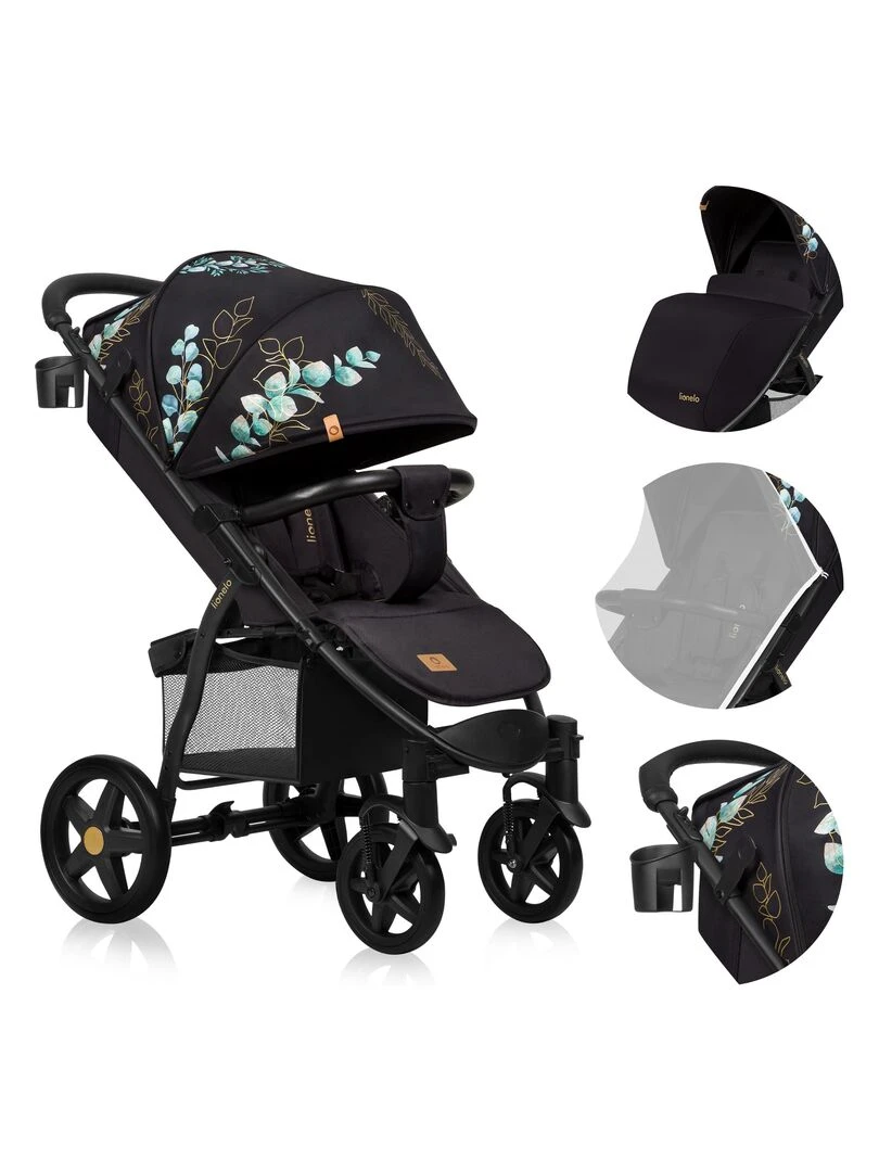 LIONELO Annet Plus Poussette canne universelle Jusqu'à 22 kg Golden Moments Noir Bleu