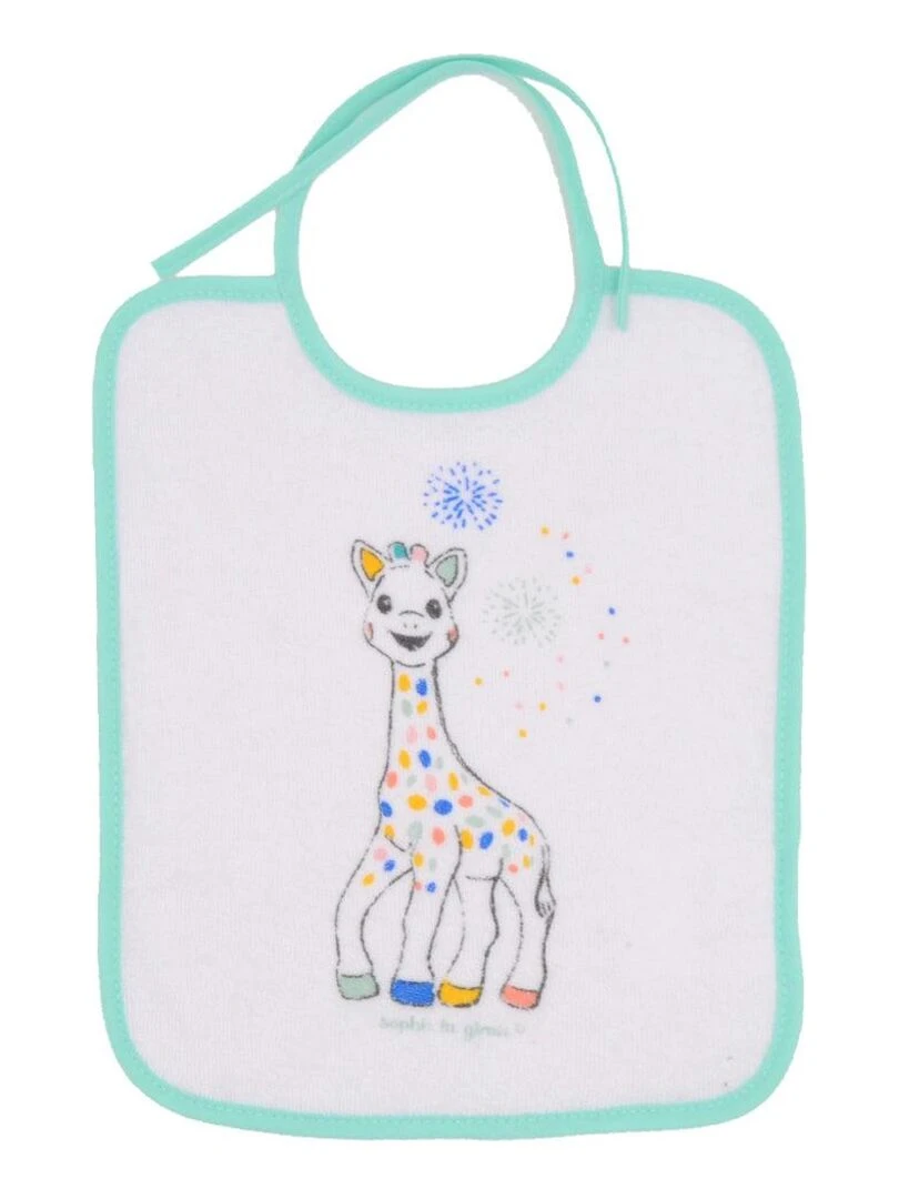 Lot de 7 bavoirs naissance à lacets Sophie la Girafe   Edition Anniversaire   Bleu